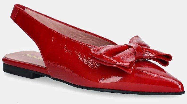 Kožené balerínky Pretty Ballerinas Yvette červená farba, s otvorenou pätou, 52618_001