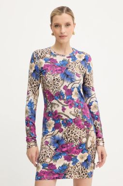 Šaty Just Cavalli béžová farba, mini, priliehavé, 79PAOE07 CJ112