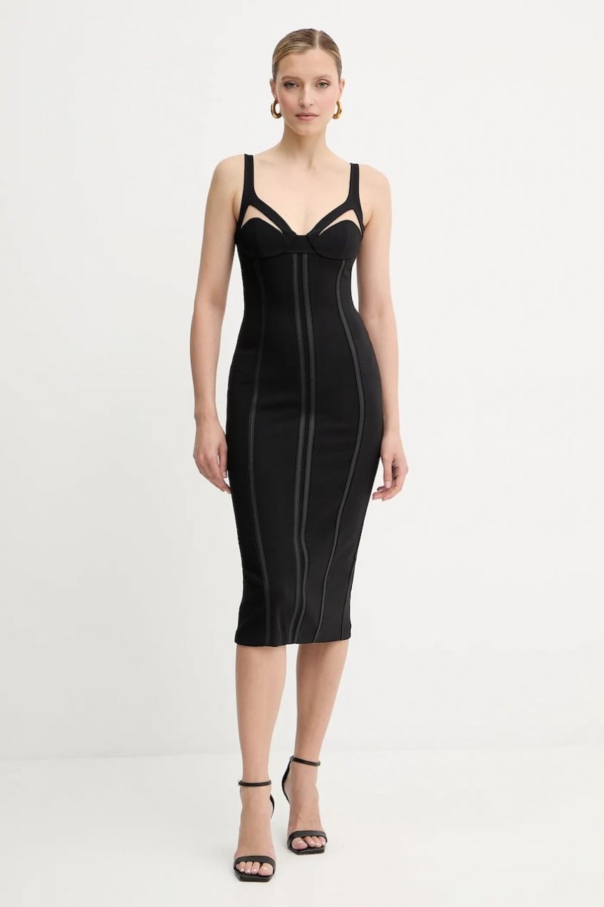 Šaty Elisabetta Franchi čierna farba, mini, priliehavé, AB80256E2