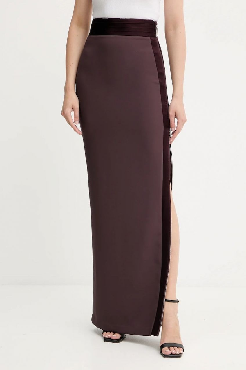 Sukňa Elisabetta Franchi bordová farba, maxi, puzdrová, GO11156E2