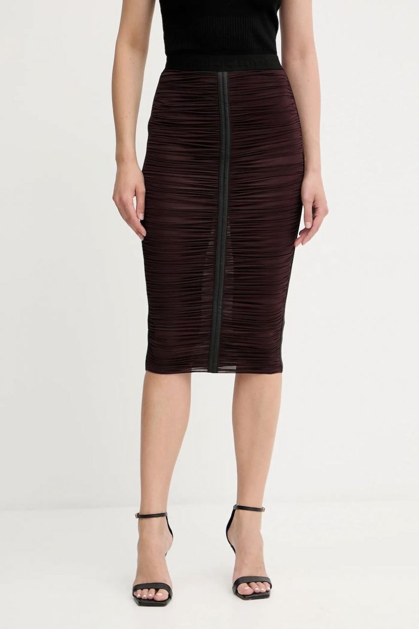 Sukňa Elisabetta Franchi bordová farba, midi, puzdrová, GO13256E2