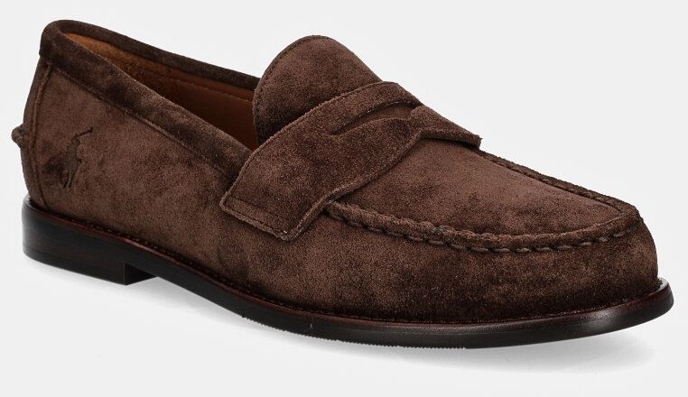 Semišové mokasíny Polo Ralph Lauren Alston Penny pánske, hnedá farba, 803945281001