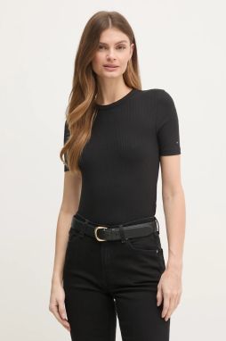 Tričko Tommy Hilfiger dámske, čierna farba, WW0WW43918