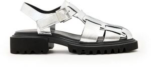 Kožené sandále AllSaints Tess Sandal dámske, strieborná farba, na podpätku, W042FC
