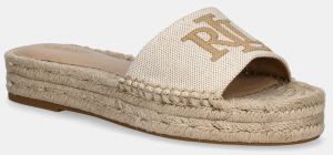 Šľapky Lauren Ralph Lauren Polly Logo 2 dámske, béžová farba, na platforme, 802966866001