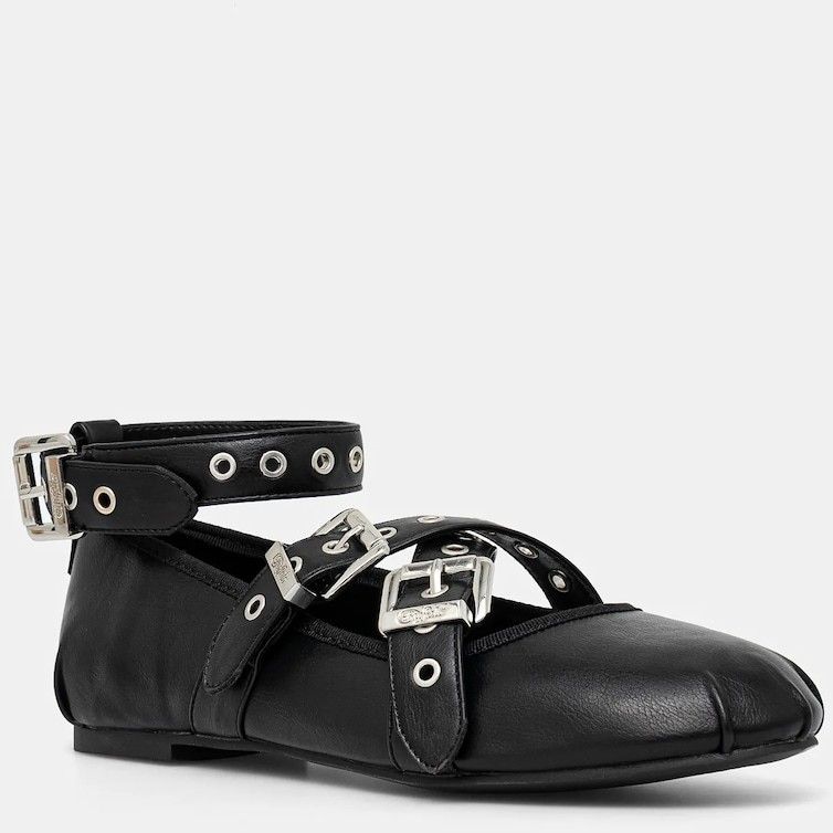 Baleríny Buffalo Daphne Mary Buckle čierna farba, 1620029-BLK