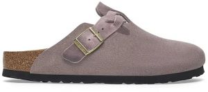 Semišové šľapky Birkenstock Boston Braided dámske, fialová farba, 1029122