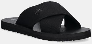 Šľapky Calvin Klein Jeans CROSS SANDAL CRXS TX čierna farba, YM0YM01223
