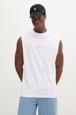 Bavlnené tričko Calvin Klein Jeans biela farba, J30J327493