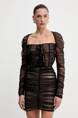 Šaty Elisabetta Franchi čierna farba, mini, priliehavé, AB68352E2