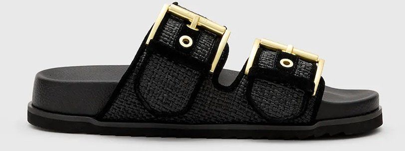 Šľapky AllSaints Sian Raffia Sandal čierna farba, W090FC