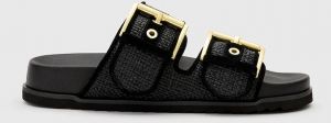 Šľapky AllSaints Sian Raffia Sandal čierna farba, W090FC