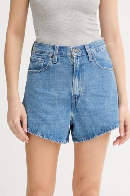 Rifľové krátke nohavice Levi's jednofarebná, vysoký pás, A1965
