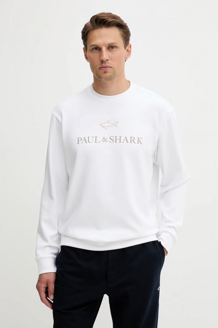 Mikina Paul&Shark biela farba, s nášivkou, 15311845