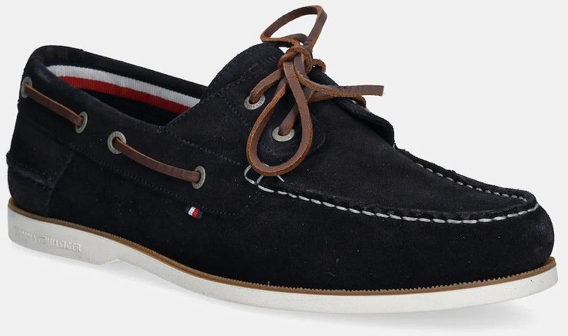Semišové mokasíny Tommy Hilfiger TH BOAT SHOE CORE SUEDE pánske, tmavomodrá farba, FM0FM05387