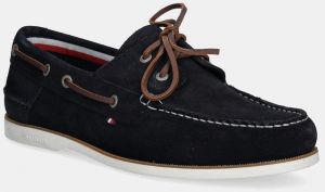 Semišové mokasíny Tommy Hilfiger TH BOAT SHOE CORE SUEDE pánske, tmavomodrá farba, FM0FM05387