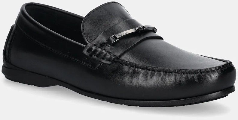 Kožené mokasíny Calvin Klein DRIVER W/ NY BIT LTH pánske, čierna farba, HM0HM01701