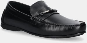 Kožené mokasíny Calvin Klein DRIVER W/ NY BIT LTH pánske, čierna farba, HM0HM01701