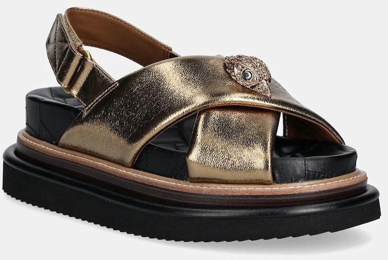 Kožené sandále Kurt Geiger London Orson Cross Strap Sandal dámske, zlatá farba, na platforme, 9992260109