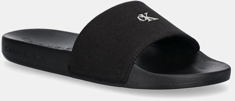 Šľapky Calvin Klein Jeans SLIDE MONOGRAM HARDWARE dámske, čierna farba, YW0YW01713