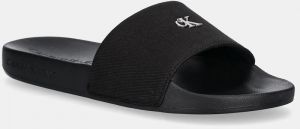 Šľapky Calvin Klein Jeans SLIDE MONOGRAM HARDWARE dámske, čierna farba, YW0YW01713