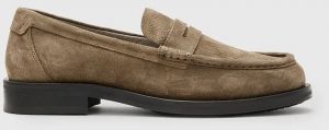 Semišové mokasíny AllSaints Bloom Suede Loafer pánske, hnedá farba, M022FC