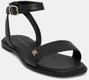 Kožené sandále Tommy Hilfiger ANKLE STRAP LEATHER SANDAL dámske, čierna farba, FW0FW08422