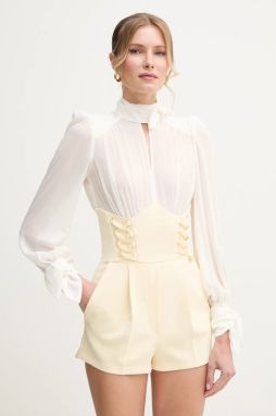 Overal Elisabetta Franchi biela farba, s viazaním vo výstrihu, TU03151E2