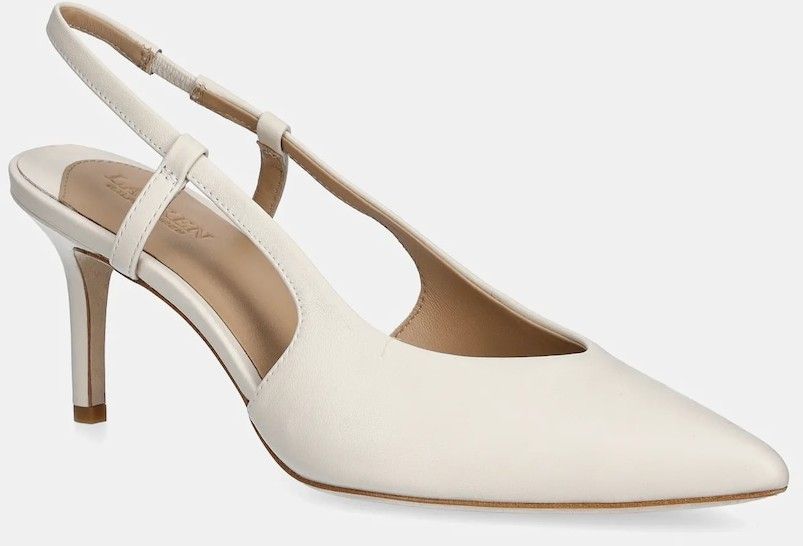 Kožené lodičky Lauren Ralph Lauren Khloe Slgbck biela farba, 802966874001