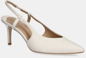 Kožené lodičky Lauren Ralph Lauren Khloe Slgbck biela farba, 802966874001