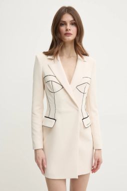 Šaty Elisabetta Franchi béžová farba, mini, priliehavá, AB73451E2