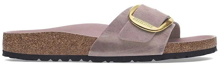 Kožené šľapky Birkenstock Madrid Big Buckle dámske, fialová farba, 1029300