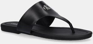Šľapky Calvin Klein Jeans FLAT SANDAL TOEPOST MG čierna farba, na plochom podpätku, YW0YW01691