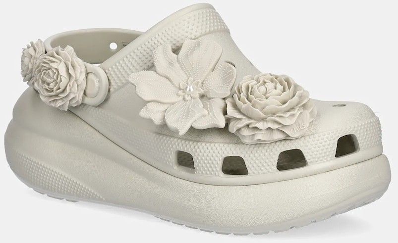 Šľapky Crocs Crush Bouquet Clog béžová farba, na platforme, 211448