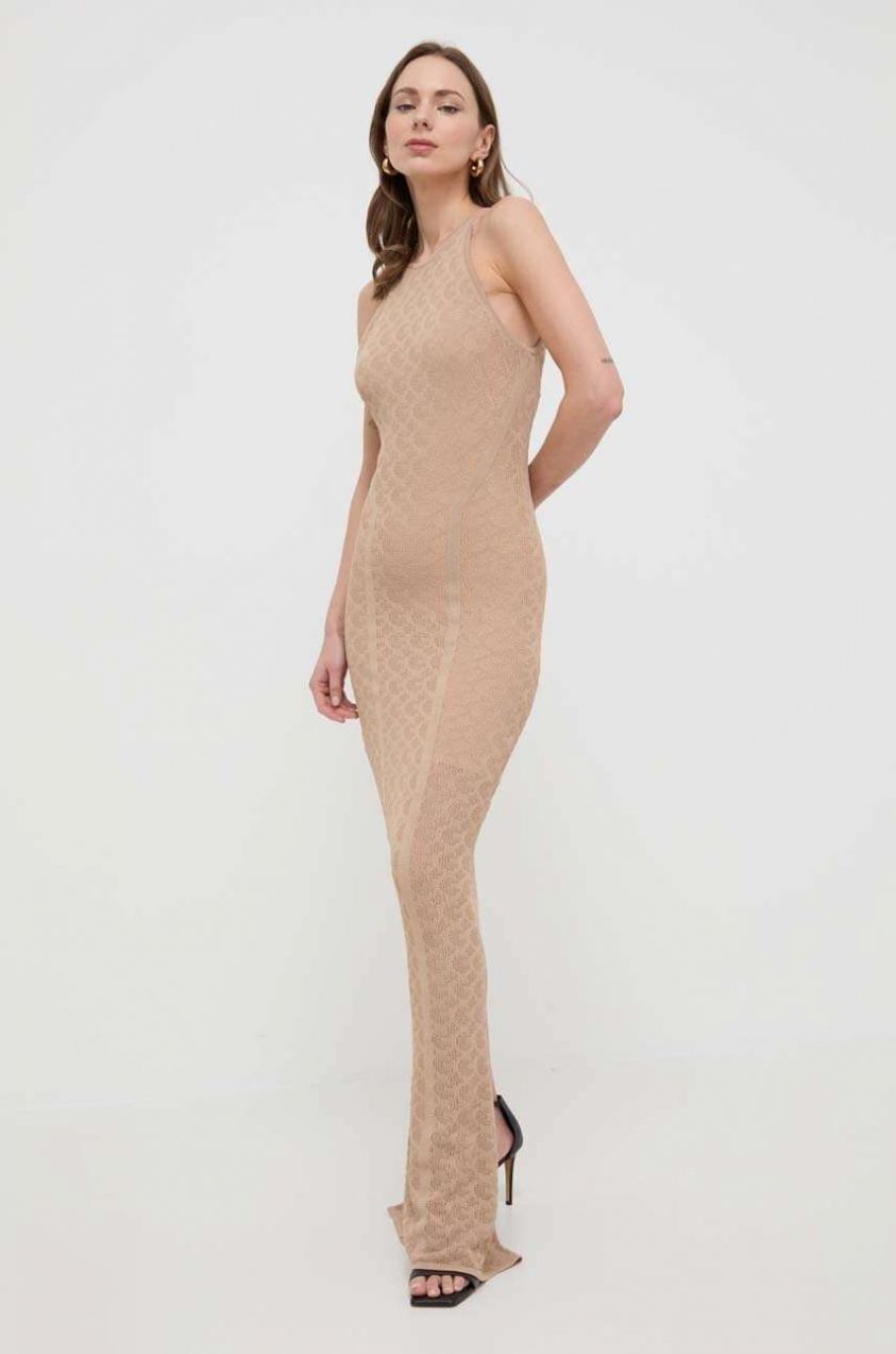 Šaty Guess BELLE béžová farba, maxi, priliehavé, W4GK80 Z36O0