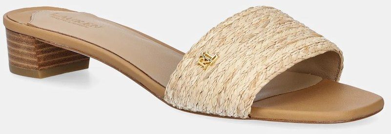 Šľapky Lauren Ralph Lauren Fay dámske, béžová farba, na podpätku, 802966850001