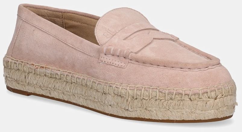 Semišové espadrilky Lauren Ralph Lauren Luize Loafer ružová farba, 802953958009