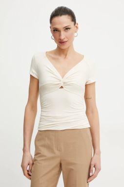 Tričko Guess CHARLOTTE dámske, béžová farba, W5GP15 KACM2