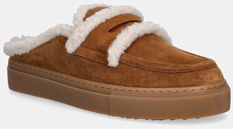 Semišové papuče Inuikii Mule Wool hnedá farba, 1004.017.0011.150
