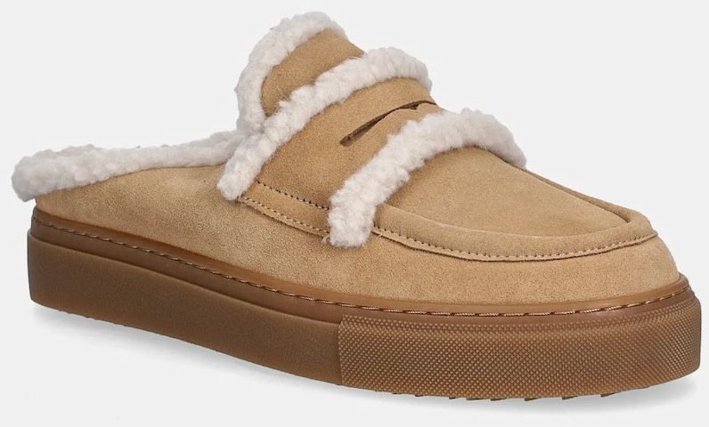 Semišové papuče Inuikii Mule Wool béžová farba, 1004.017.0011.251