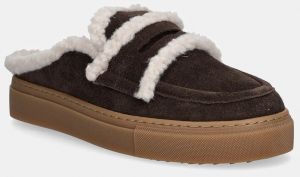 Semišové papuče Inuikii Mule Wool hnedá farba, 1004.017.0011.152