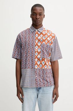 Bavlnená košeľa Desigual VICENTE modrá farba, voľný strih, s klasickým golierom, 25WMCW03
