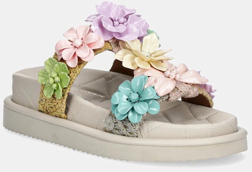 Šľapky Kurt Geiger London Orson Flower dámske, béžová farba, na platforme, 4353969609