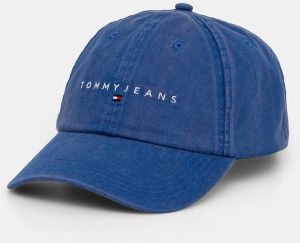 Bavlnená šiltovka Tommy Jeans fialová farba, s nášivkou, AM0AM13355