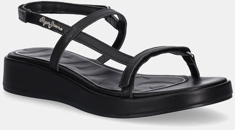Kožené sandále Pepe Jeans HARU MIX dámske, čierna farba, PLS90677