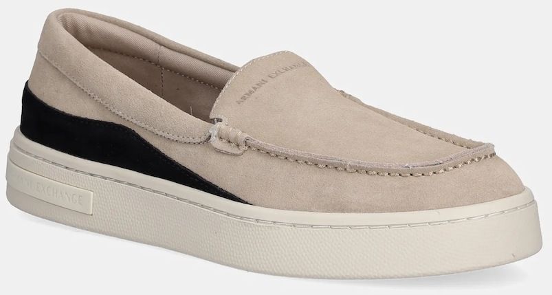 Kožené mokasíny Armani Exchange béžová farba, XUY011 XV868 U644