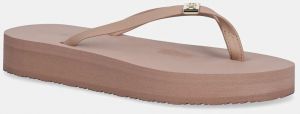 Šľapky Tommy Hilfiger ELEVATED CHIC BEACH SANDAL béžová farba, na plochom podpätku, FW0FW08523