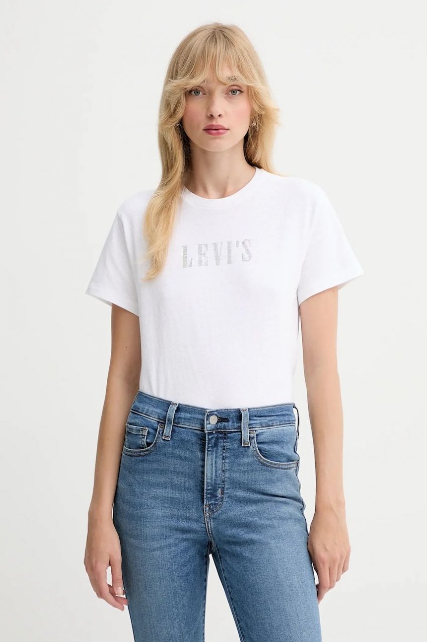 Bavlnené tričko Levi's dámske, biela farba, A2226