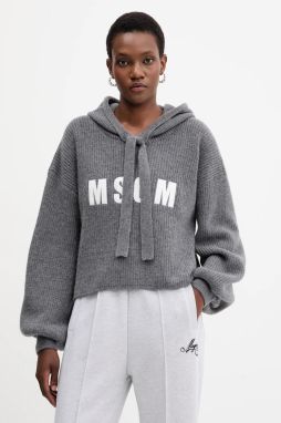 Vlnený sveter MSGM šedá farba, teplý, 3941MDM219.257785