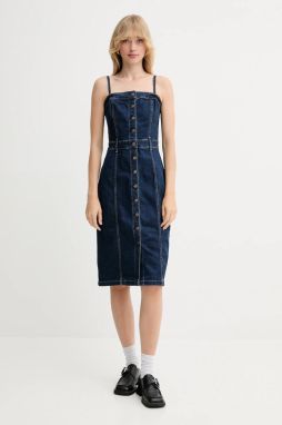 Rifľové šaty Levi's tmavomodrá farba, mini, rovný strih, 0002S
